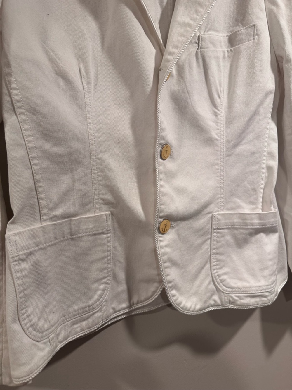 Polo Ralph Lauren White Nautical Cotton Blazer Gold Anchor Buttons Size 14 NWT - Picture 7 of 16